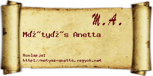 Mátyás Anetta névjegykártya